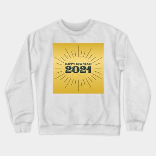 happy new year 2021 holiday retro vintage theme blue gold yellow lines pattern Crewneck Sweatshirt